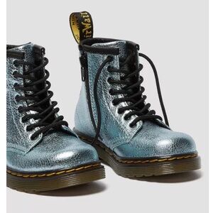 NEW Dr. Martens 1460T Toddler Crinkle Metallic Lace Up Boots in Teal, Size 9